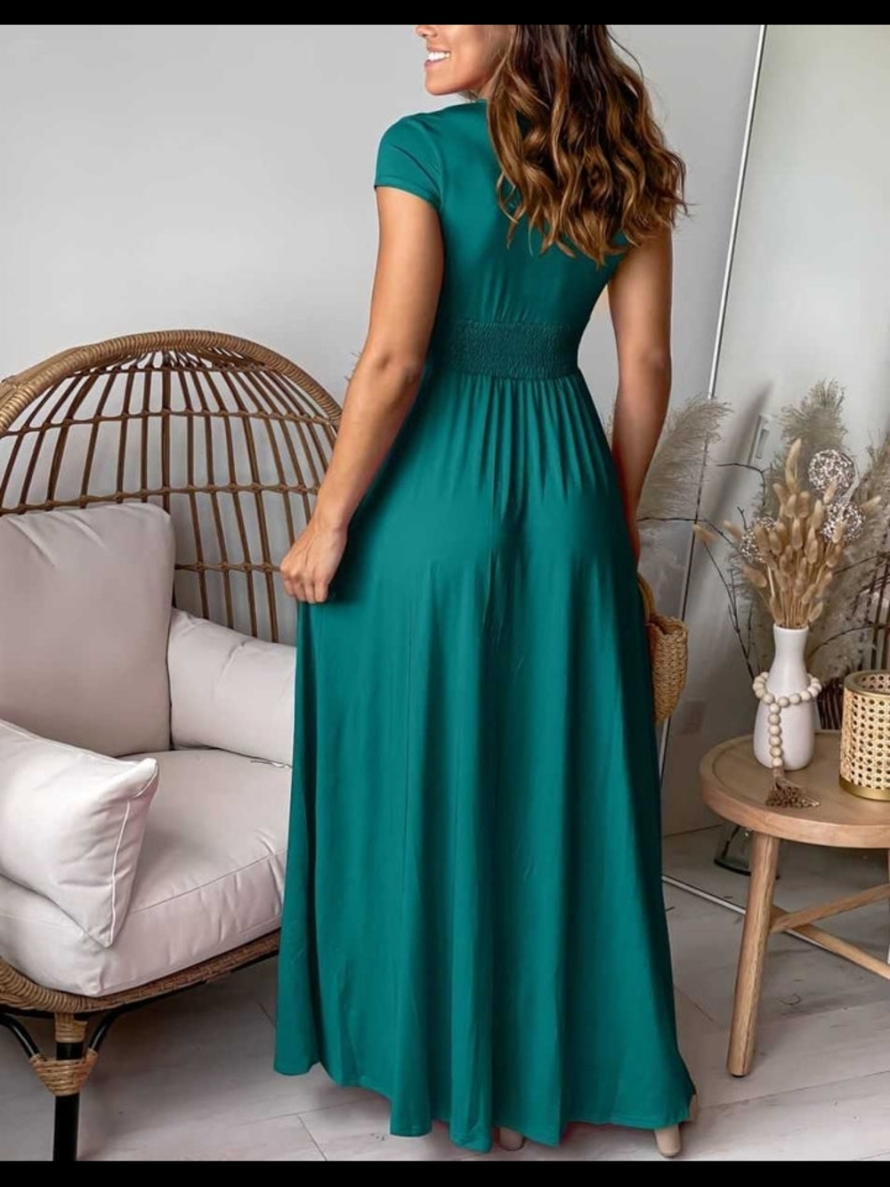 Lake Medium Summer Dress Soft Comfy Long Maxi V-Neck Cap Sleeves Resort Beach - Picture 2 of 10